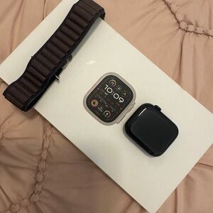 Apple Watch with Black and Brown Band